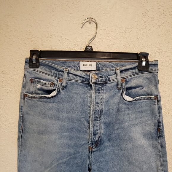 AGOLDE Jeans Womens size 30 Straight Leg Button Fly Raw Hem Premium Denim - Picture 5 of 9